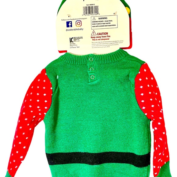 Unique! Elf Sweater and Hat by So Dorable 6-12M Precious for Christmas NWT - Picture 2 of 2